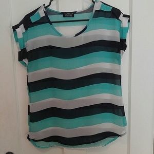 Striped short sleeve blouse